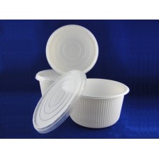 CS-129 PP Round White Bowl w/ PP Lid